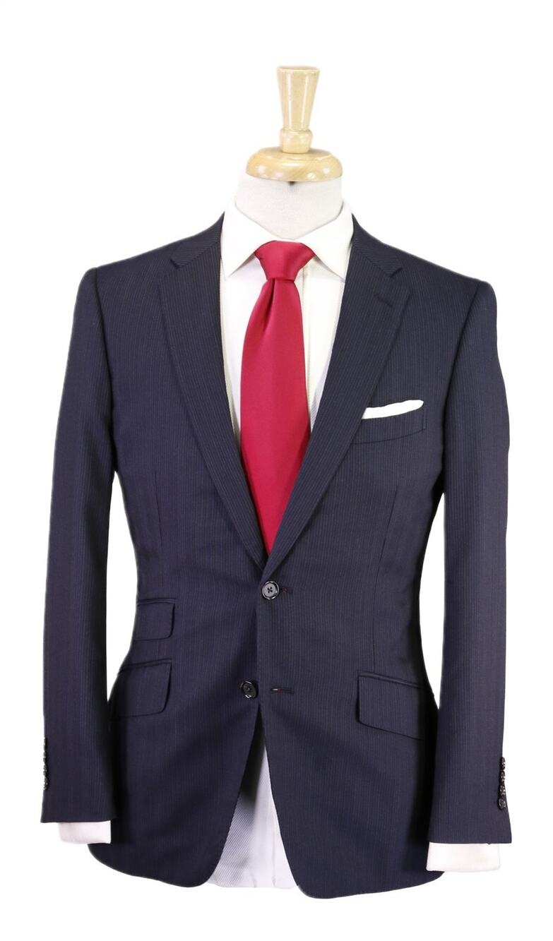 Paul Stuart Navy Blue Thin Striped 2-Btn Wool Suit 36S